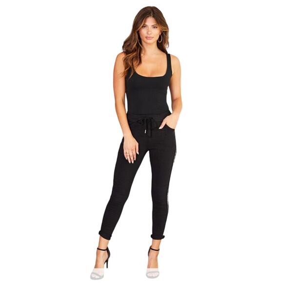 RHINESTONE SIDE STRIPE CRINKLE JOGGER 60679-60038 SMALL - Picture 2 of 6